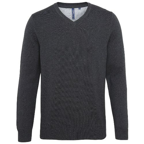 Asquith & Fox Men's Cotton Blend V-Neck Sweater Heather Black